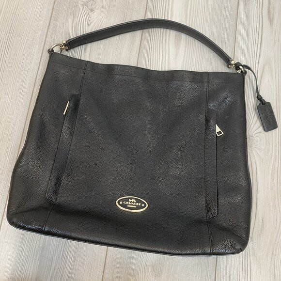 Coach Women's Scout Black Pebble Leather Hobo Bag - Picture 3 of 12